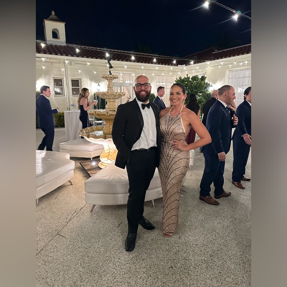 Michael Costello x Revolve Coreen Gown Champagne & Black Medium